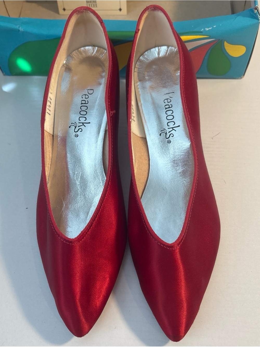 Vintage Peacocks Red Heels Size 9.5
